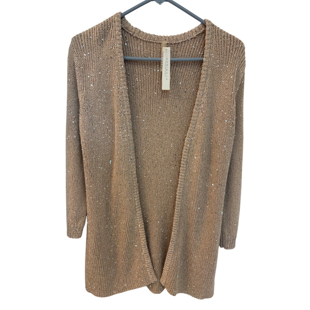 Adrienne Vittadini Dark Oat Sequin Open Front Cardigan‎ Sweater - Size M
NWT